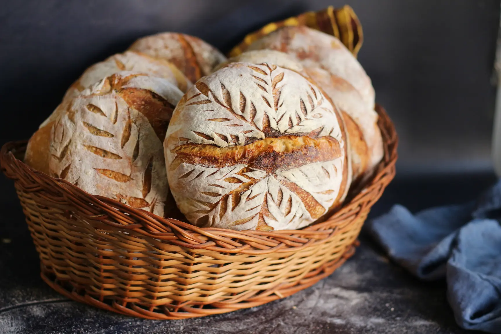 Baking artisan sourdough bread in a professional bakery